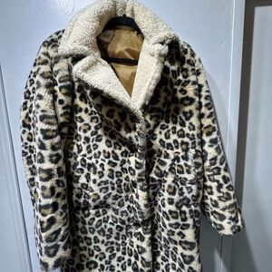 Gap Leopard Print Faux Fur Coat XS